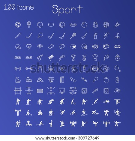 Sports icons. Set of 100 pieces.
