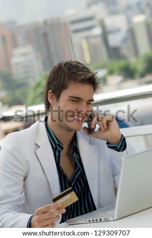 Businessman with Laptop and handy