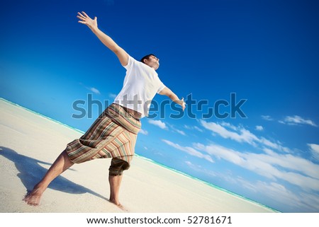 man on the beach. The Pacific Ocean. Cuba