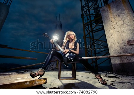Model With Guitar