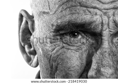 Old man portrait isolated on white background