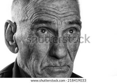 Old man portrait isolated on white background