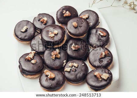 chocolate handmade biscuit with walnut
