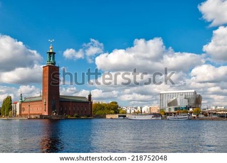 View over city hall and Congress center Waterfront in Stockholm, Sweden on September 17, 2014.