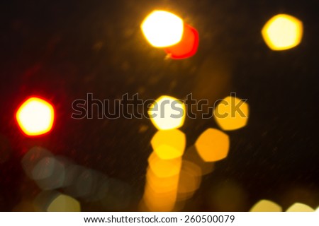 Bokeh background with street, road, dark blurred by camera