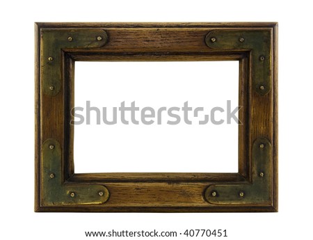Old wooden picture frame with clipping path