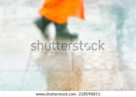 Abstract human walk in the rain, pastel and blur concept for background