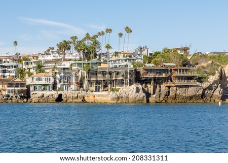 Newport harbour in California, Color houses and beautiful nature