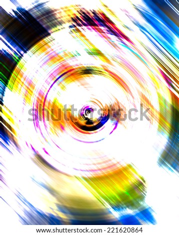 Abstract background of spin circle radial motion blur in rainbow color, stripe, and dark background