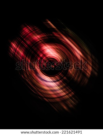 Abstract background of spin circle radial motion blur in metallic red, stripe, and dark background