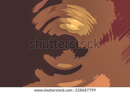 Abstract background of spin circle radial motion blur with painting effect in brown, red, yellow, and gold