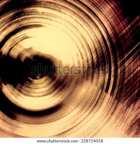 Abstract background of spin circle radial motion blur in yellow gold and black