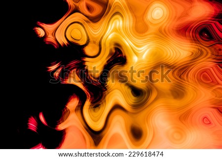 Abstract background  with wave effect in metallic gold, orange, red, and yellow