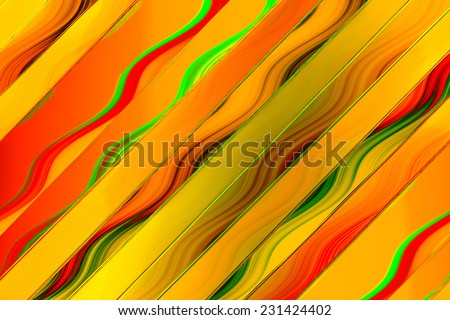 Abstract background  of diagonal stripe with wave or current in black, red, orange, yellow, brown, and green