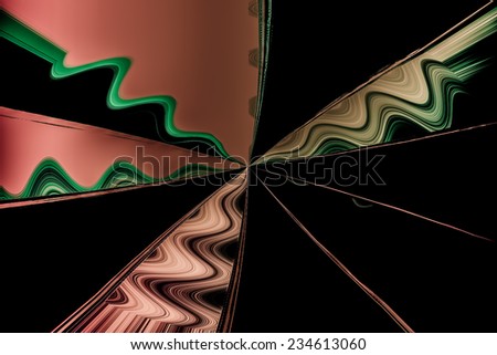 Abstract background  with wave effect with current in black,  yellow, green, orange, red, and brown