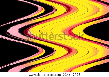 Abstract background  with wave effect with current in black,  yellow, orange, pink and red