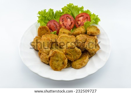 Chinese food restaurant fried food on White background