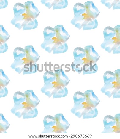 Floral watercolor pattern with blue flowers. Floral background.