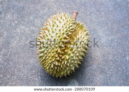 King of fruits, durian on concrete floor.