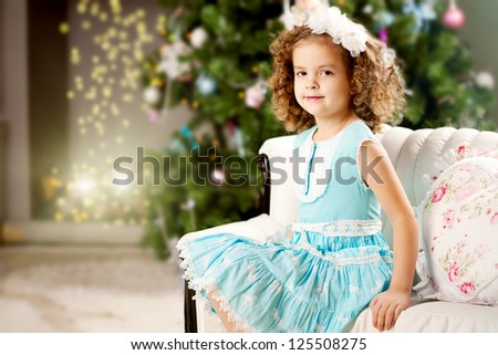 Little and cute winter fairy tale girl