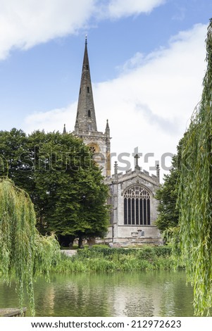Holy Trinity Church, Stratford-upon-Avon, UK. Sited on the banks of the river Avon where William Shakespeare was christened and buried