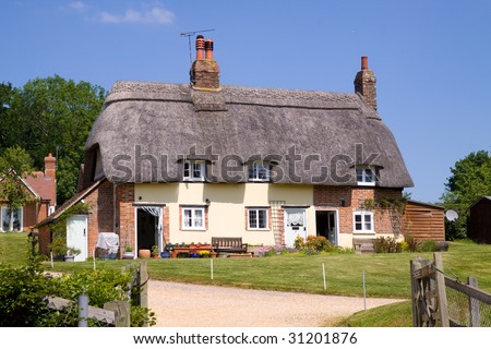 Traditional thatched cottages in Dorset, England