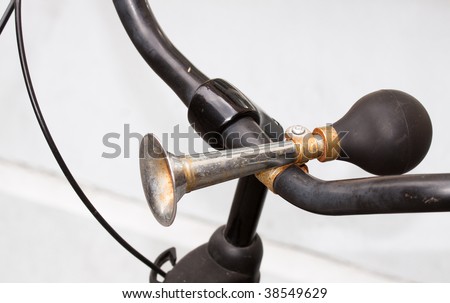  Fashioned Bicycle on Old Fashioned Rusty Bike Horn Attached To Handlebars Stock Photo