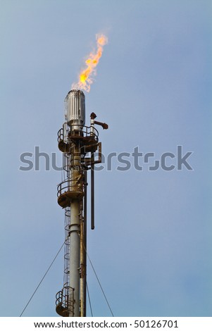 Gas flare at a Welsh oil refinery