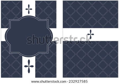 Navy Blue Boy\'s Baptism/Christening/First Communion/Confirmation Invitation Template with Quatrefoil Background