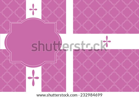 Purple Girl\'s Baptism/Christening/First Communion/Confirmation Invitation Template with Quatrefoil Background