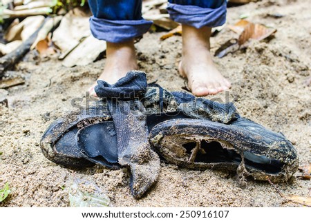 Shoes worn on sand