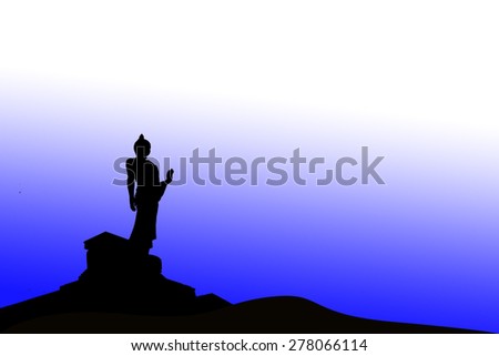 Silhouette Buddha image grace Pang sunset background.