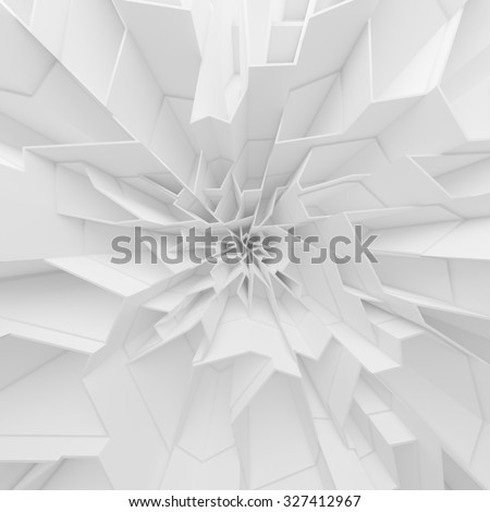 Geometric color abstract polygons wallpaper, as crack wall. Interior room, chasm, abyss