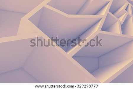 Geometric color abstract polygons wallpaper, as crack wall. Interior room, chasm, abyss