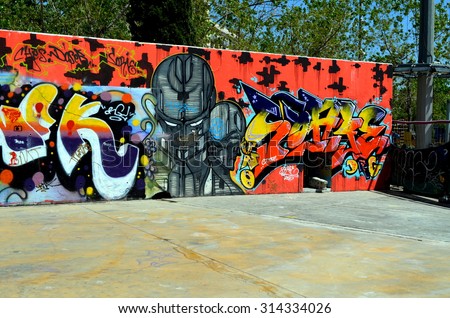 Barcelona Spain 6 may 2015 - Graffiti street art murals line the streets and back alleys of Barcelona that is is the perfect place to walk in the back alleys and abandoned areas looking for street art