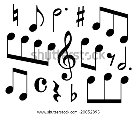 stock vector set of musical symbols