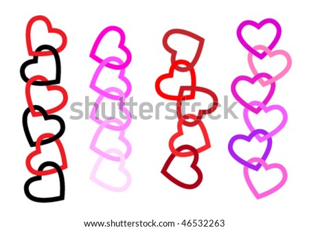 Four Different Chains Made From Hearts Stock Vector Illustration