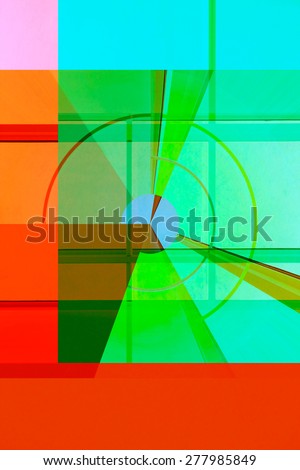 Transparent target. Two layer patio doors with projection of a radial-ring diagram in an Energy efficiency or Green technologies concept