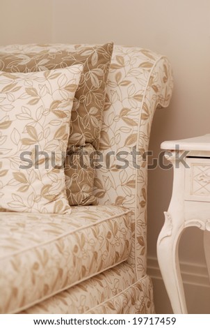 Detail of beige sofa