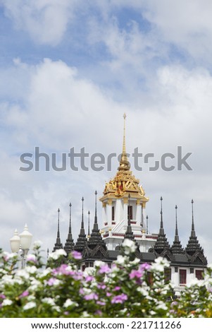 Art pagoda of Thailand Thailand is unique. Sky covered with clouds