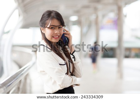 Smile businesswoman talking.Asian happy and smile businesswoman was talking phone.