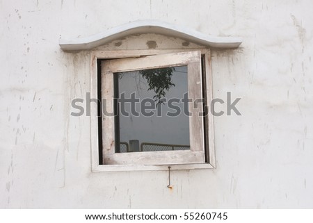 wood window in the wall house,old window in the wall
