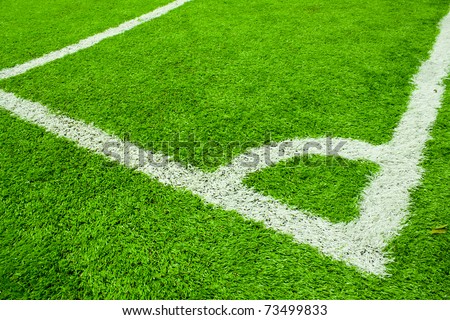 Corner edge of the lawn. Area for the corner kick football