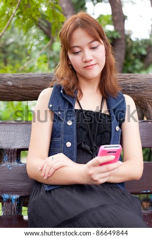 Woman looking for a phone. Are waiting for something like that.