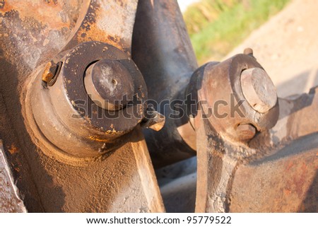 Joints and cylinders. Motor components of large machinery. Joints of the engine cylinder head.