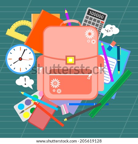 Illustration of school accessories