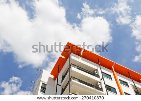 New building condominium soft focus., Modern apartment complex exterior