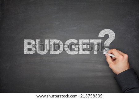 Budget with question mark on green Blackboard