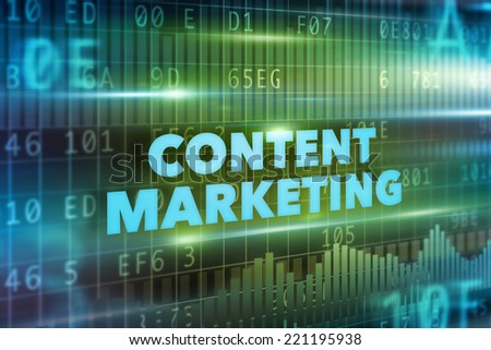 Content marketing concept green background blue text