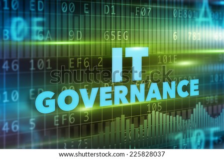 IT Governance concept with blue text and green background